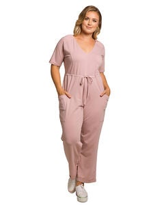 Wendy Plus Size French Terry Short Sleeve Sweat Lounge Jumpsuit