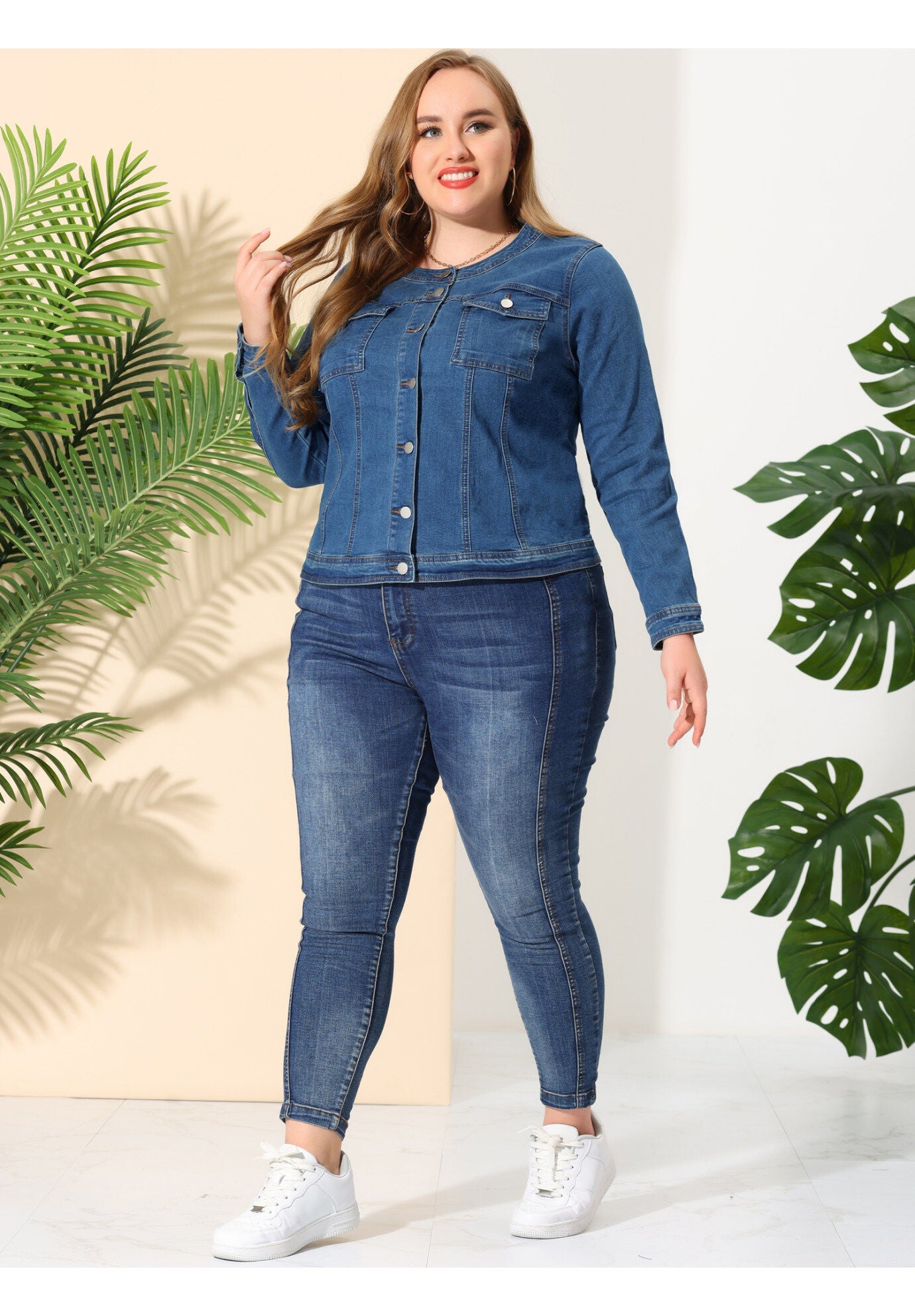 COLLARLESS DENIM JACKET, Light Blue / Light Blue, hi-res image number 0