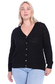 Cotton Cashmere Pointelle Cardigan