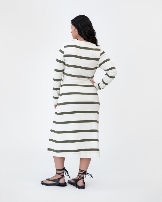 Cody Dress, CreamFern Wide Stripe / Cream, alternate image number null
