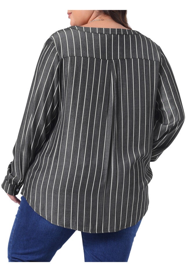Long Sleeve Button Down Shirt Top, Black / Black, alternate image number null