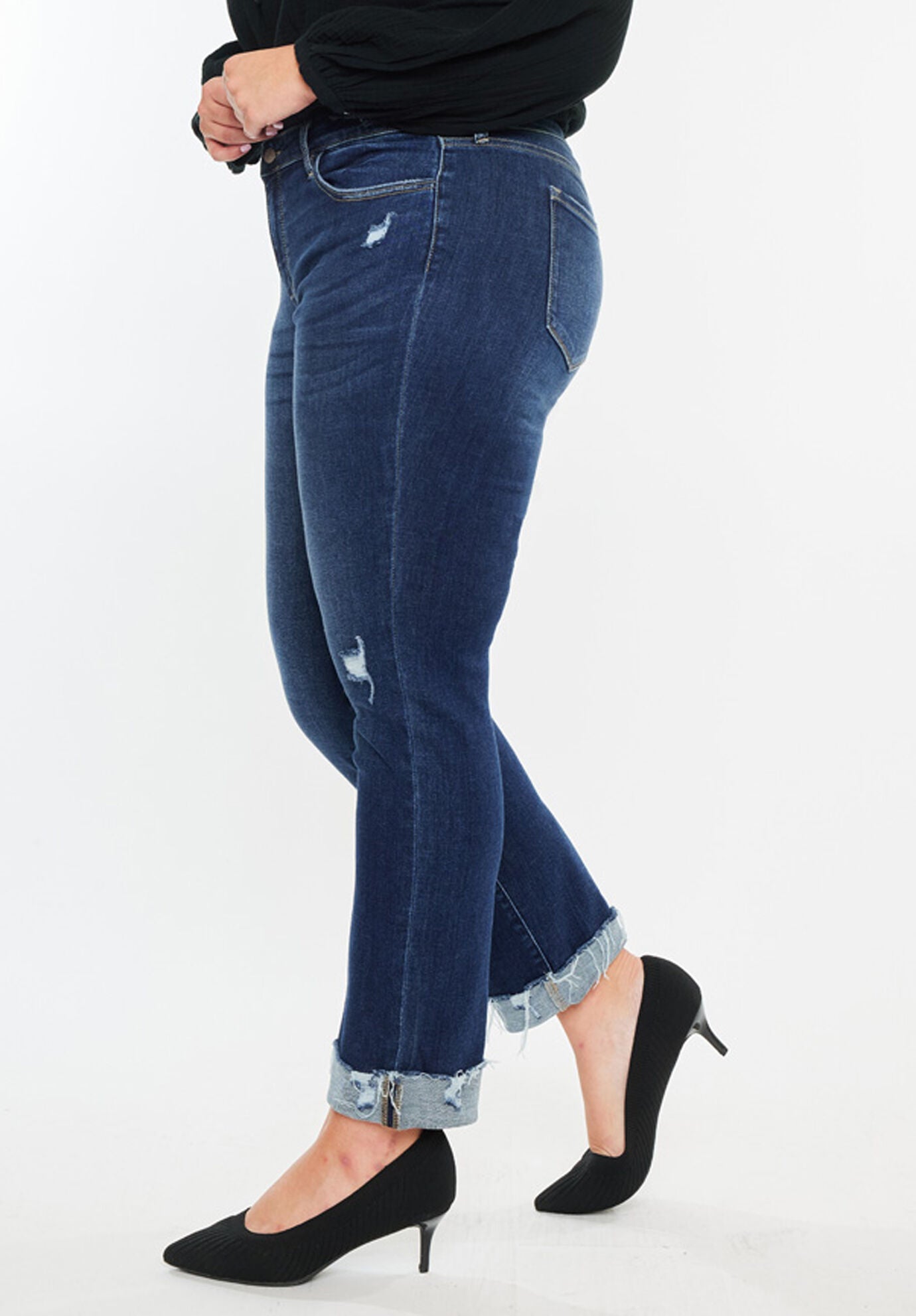 Emely Essentials Mid Rise Slim Straight Leg Jeans (Plus), Dark Wash / Dark Wash, alternate image number 4