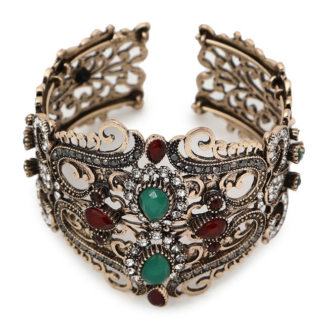SOHI Women's Teardrop Filigree Cuff Bracelet, Bronze / Bronze, hi-res image number null