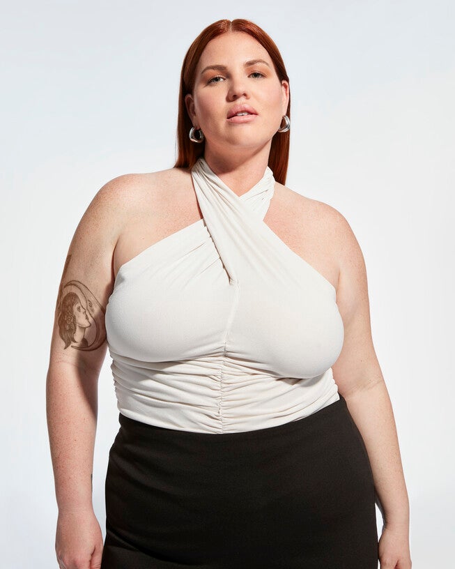 CATHERINE CROSSOVER TOP, Buttercream / Beige, alternate image number null