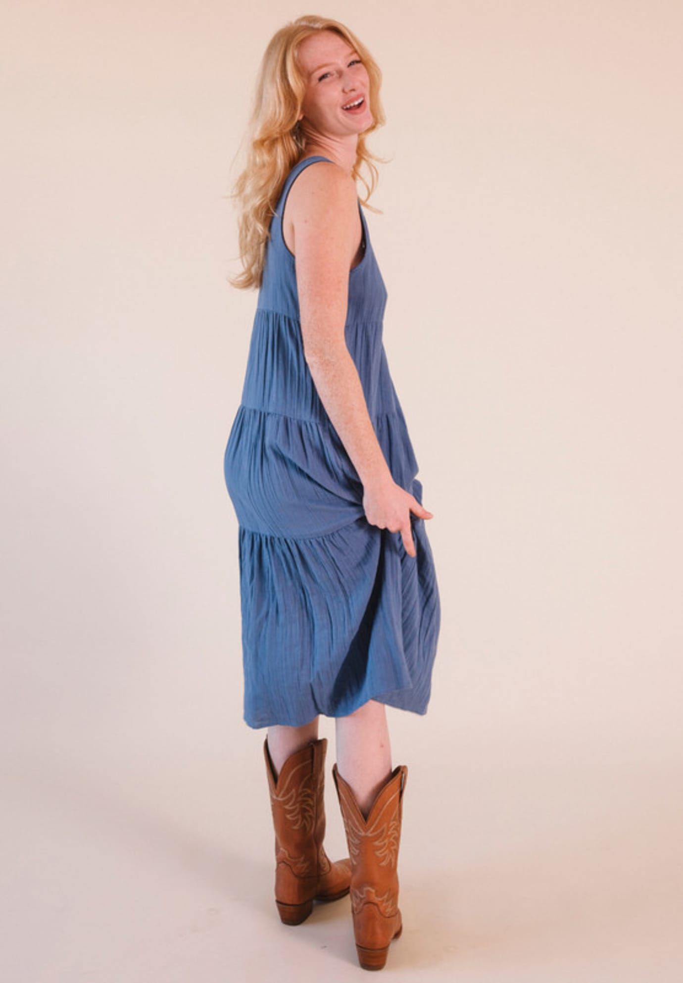 Plus Teresa Tiered Tank Dress, Ocean / Light Blue, alternate image number 3