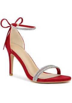 Rhinestone Ankle Tie Stiletto Heels Sandals
