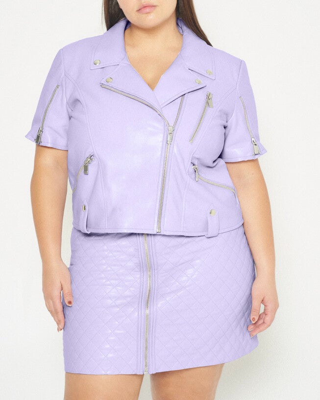 Nico Recycled Leather Jacket, Pastel Lilac / Purple, alternate image number 1