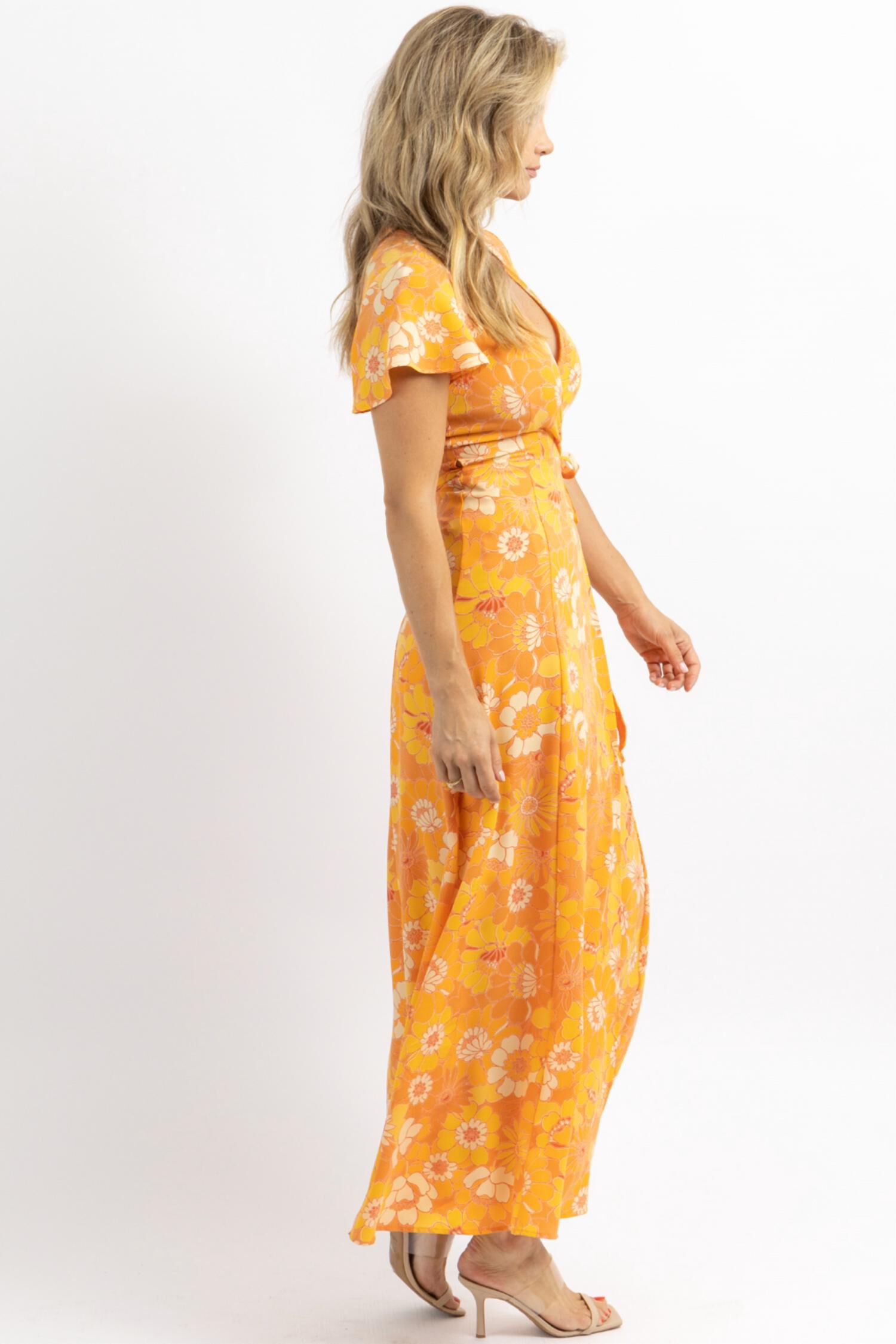 HONEY RUST WRAP MAXI DRESS IN YELLOW, Yellow / Yellow, alternate image number 4