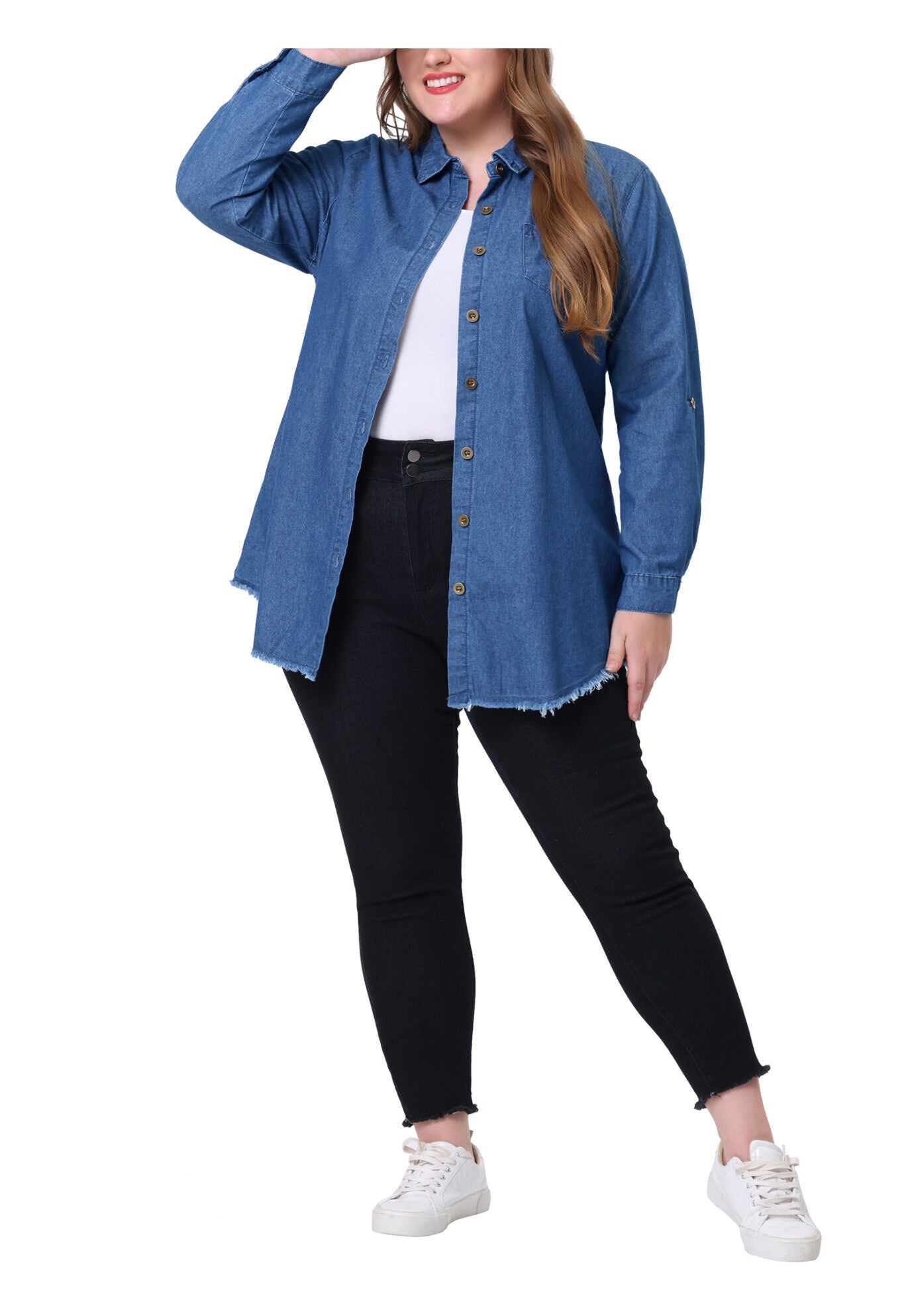 CHAMBRAY TOP BUTTON DOWN DENIM SHIRT, Navy Blue / New Wine, alternate image number 1