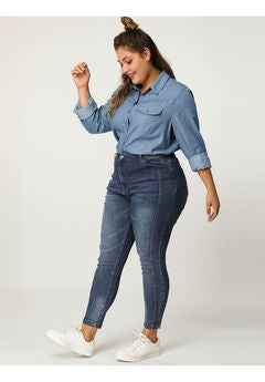 LONG SLEEVE CHEST POCKET DENIM CHAMBRAY SHIRT
