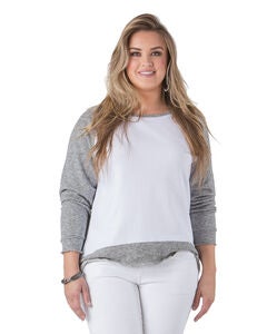 Plus Size Neesa Arm Patch French Terry Long Sleeve Mesh Top