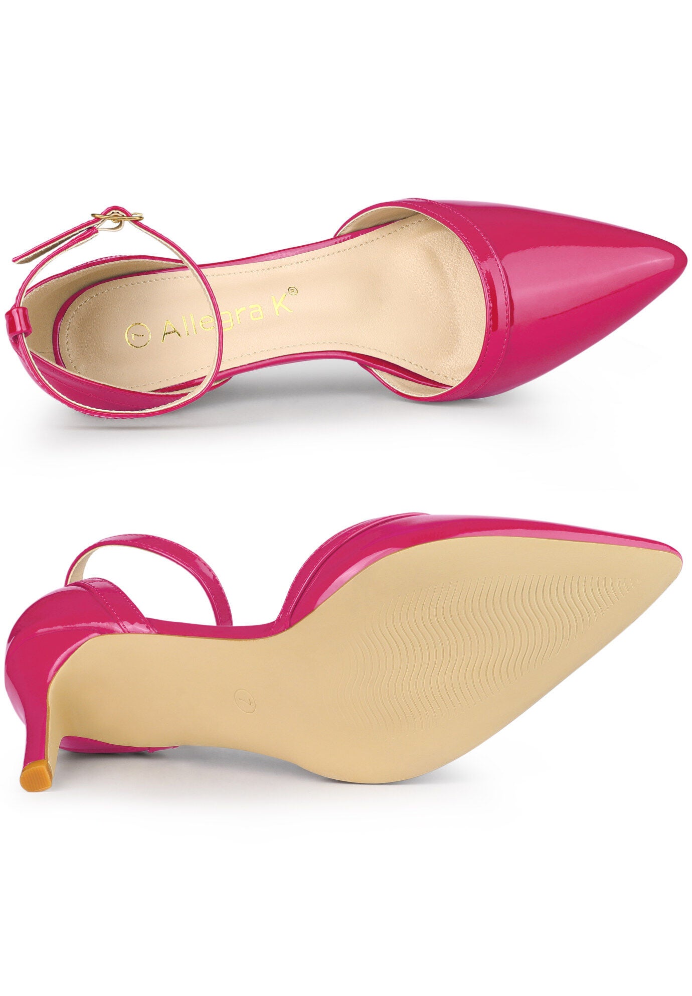 Pointed Toe Stiletto High Heel Pumps Evening Dress Shoes, Hot Pink / Pink, alternate image number 3