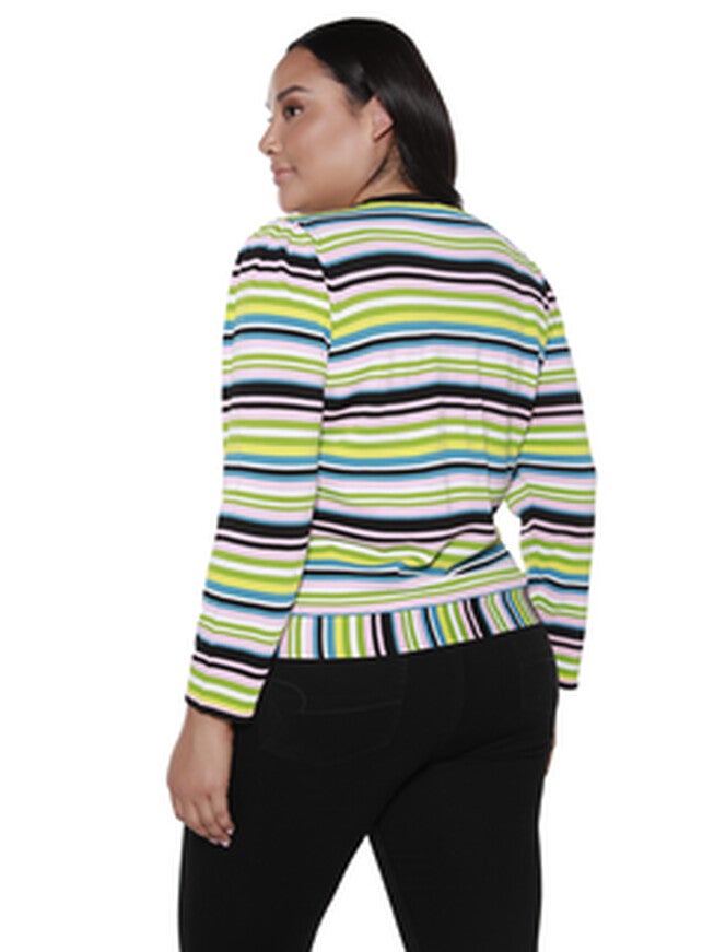 Molly Striped Button Up Cardigan, , alternate image number null