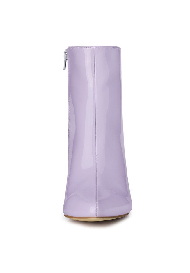 PATENT LEATHER POINTED TOE ZIP ANKLE BOOTS, Purple / Purple, alternate image number 2