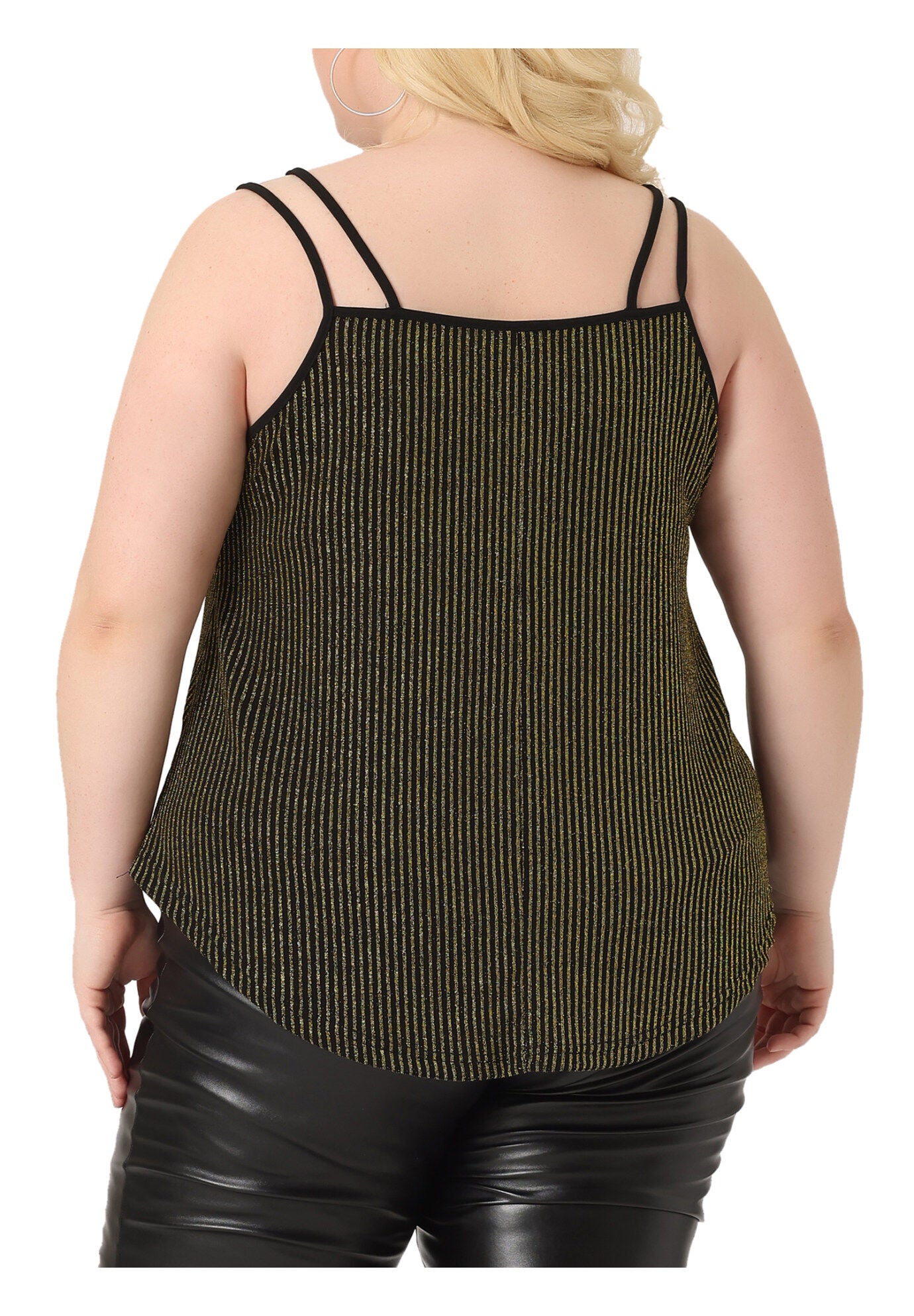 Sleeveless V Neck Tank Cami Party Glitter Sparkle Top, Gold / Gold, alternate image number 2