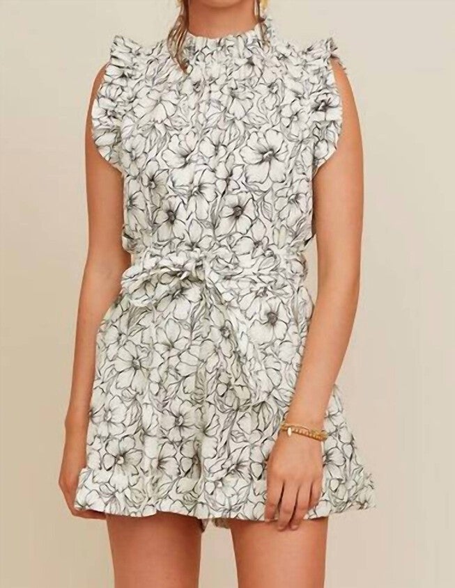 Diandra Short In Etched Floral, Etched Floral / Light Grey, hi-res image number null