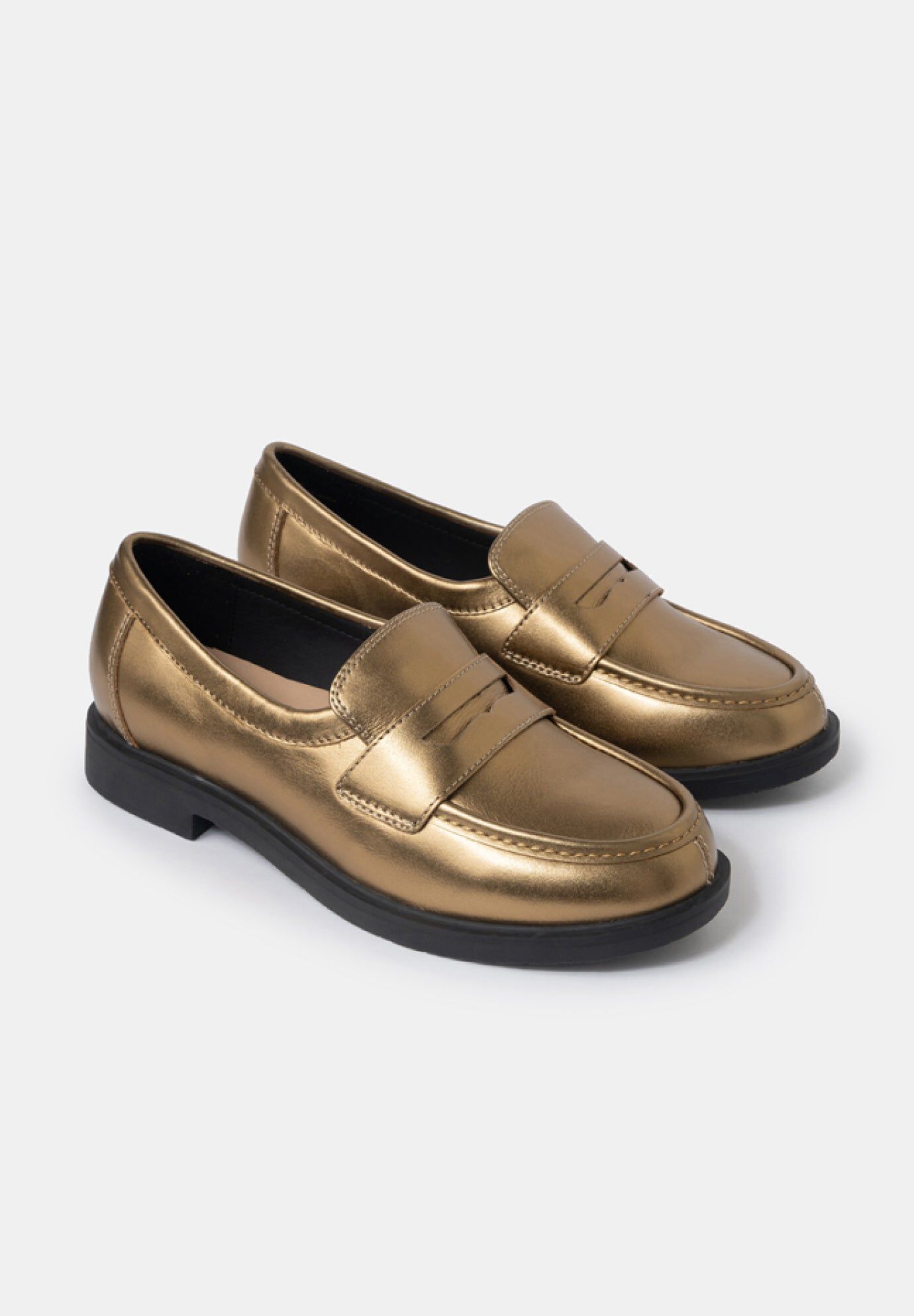 Reese Low Heel Classic Loafers, Metallic Bronze / Gold, alternate image number 1