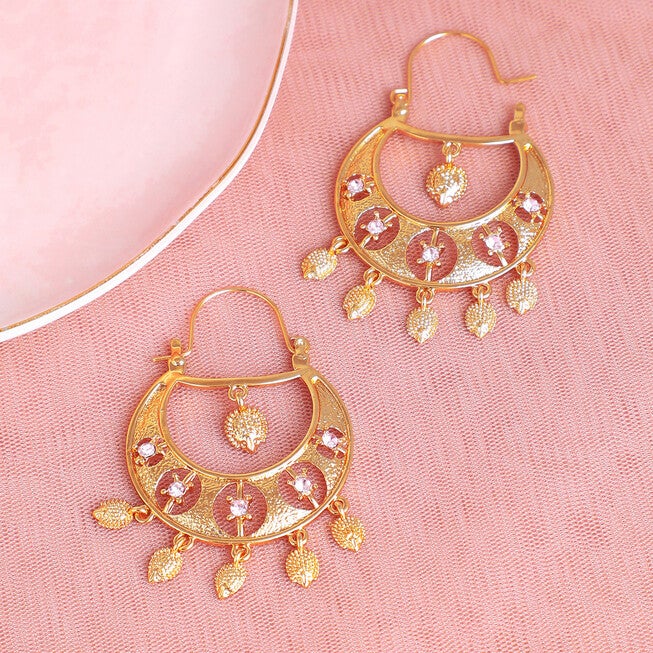 SOHI Women's Regal Drop Earrings, Gold / Gold, alternate image number null