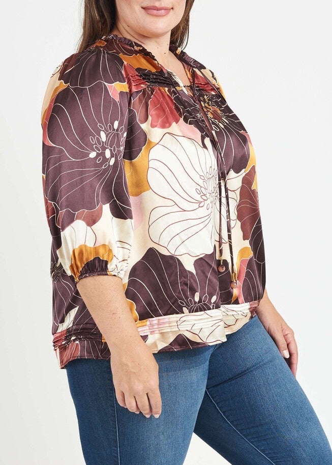 Dulce Floral Long Sleeve Top, N063 CREAM / Cream, alternate image number 3