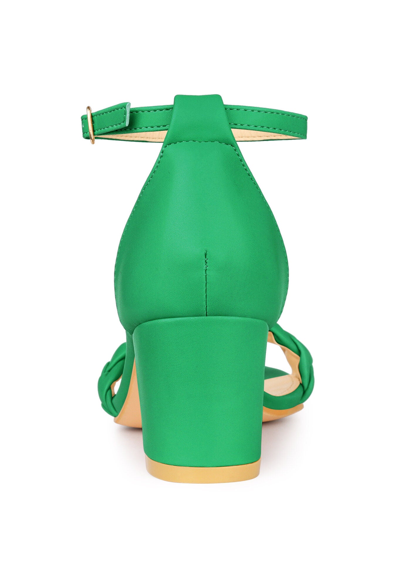 Chunky Heels Ankle Strap Braided Heel Sandals, Green / Kelly Green, alternate image number 2