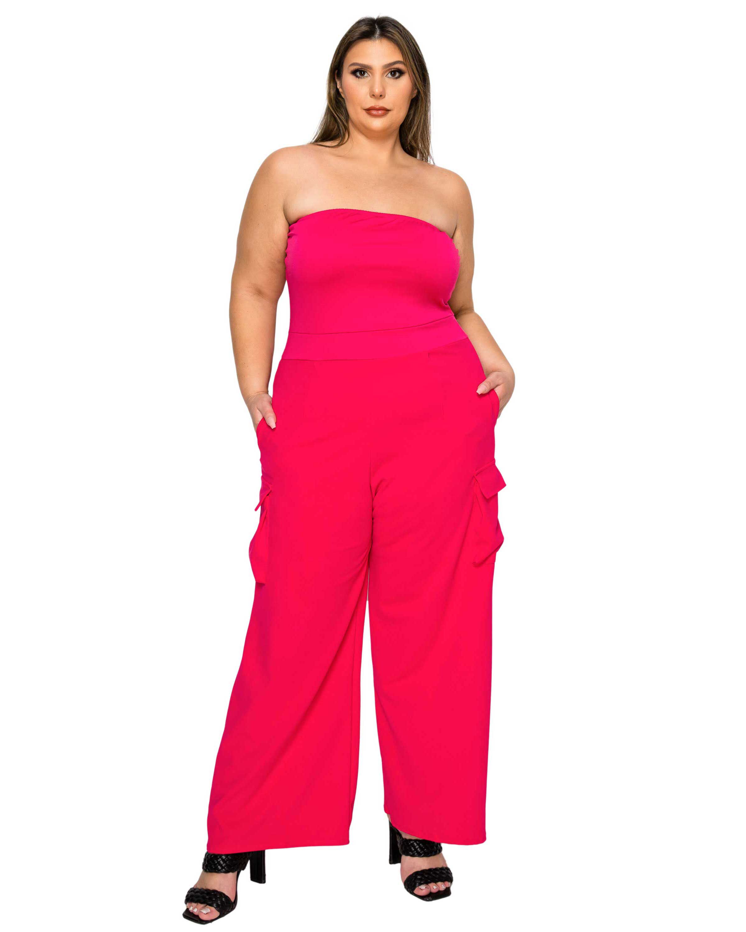 Yumi Sleeveless Cargo Jumpsuit, Fuchsia / Deep Fuchsia, hi-res image number 0