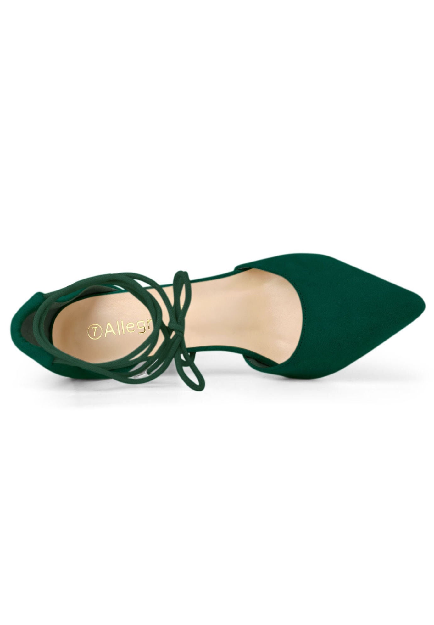 Pointed Toe Chunky Heels Lace Up Sandals Pumps, Dark Green / Forest Green, alternate image number 3