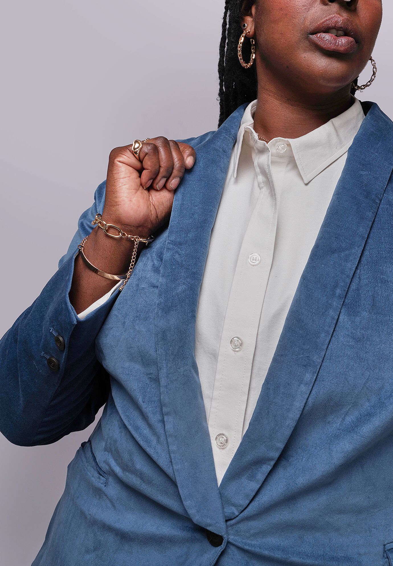 The Empower Velveteen Tux Blazer, OXFORD BLUE / Cornflower Blue, alternate image number 3