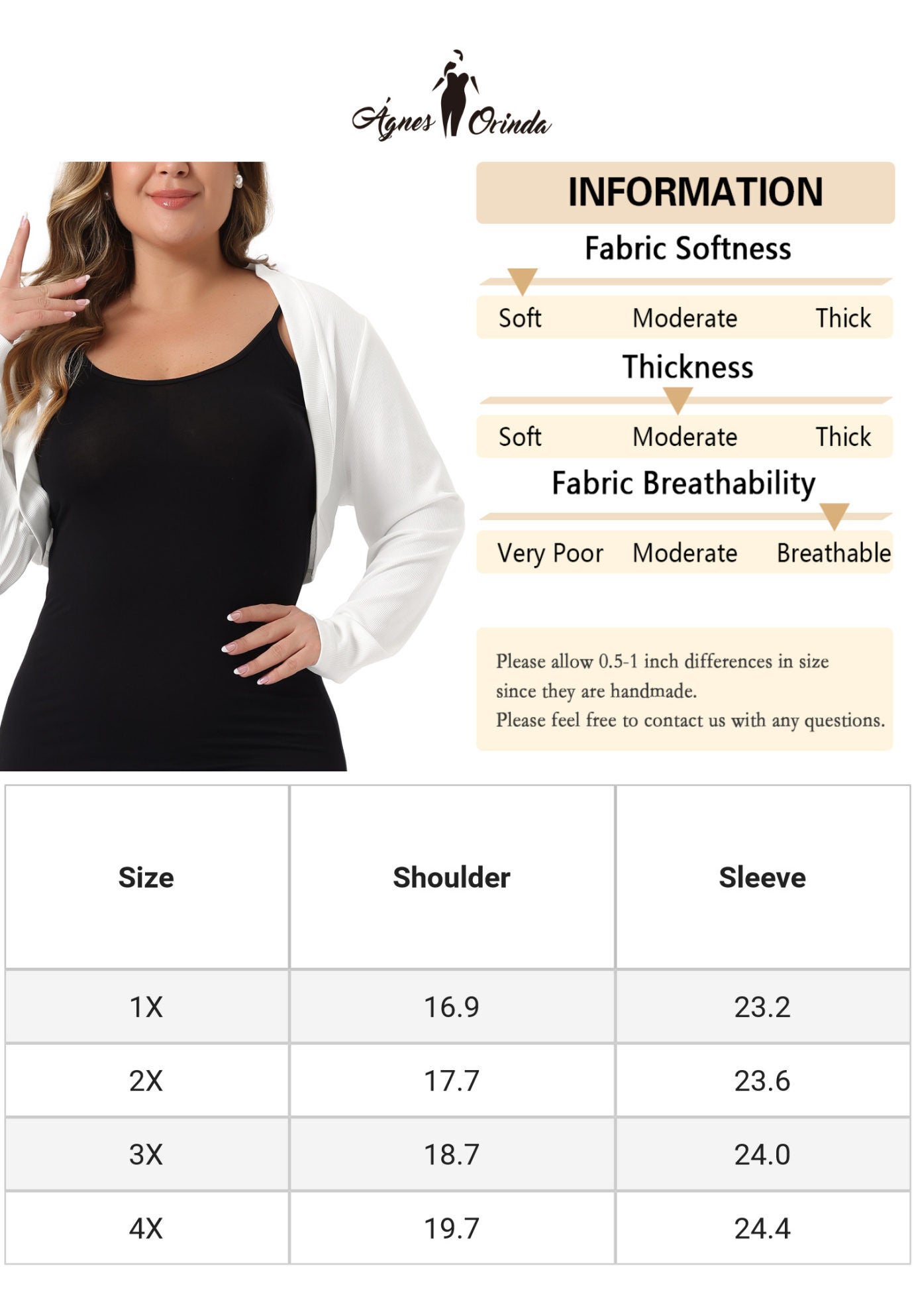 CROPPED LONG SLEEVE OPEN FRONT BOLERO SHRUG, White / White, alternate image number 1