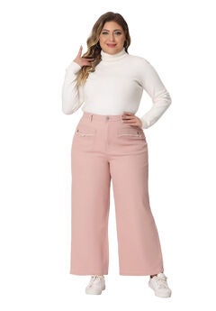 WIDE LEG WASHED STRETCHY PALAZZO PANTS DENIM JEANS