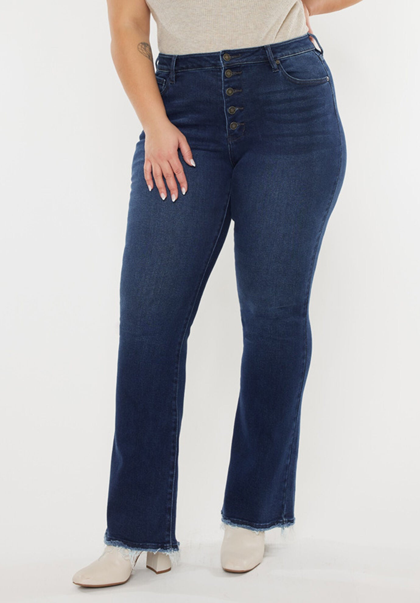 Yvette High Rise Flare (Plus Size), Dark Wash / Dark Wash, alternate image number 3