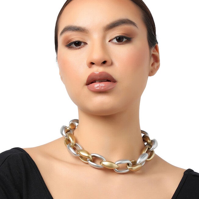 SOHI Women's Link Chain Necklace, Silver / Silver, alternate image number null