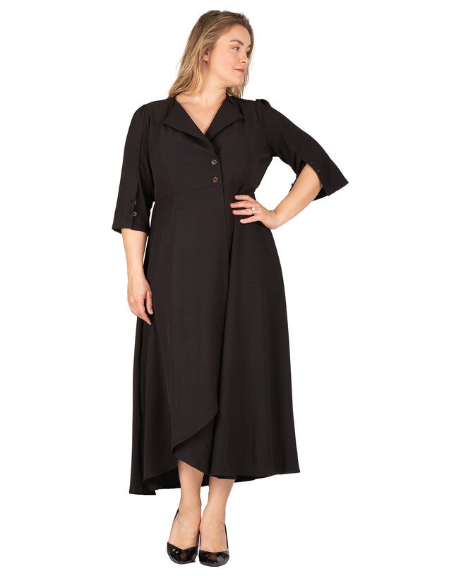 Margo Women's Plus Size Slit Sleeve Buttoned Wrap Maxi Dress, , alternate image number null