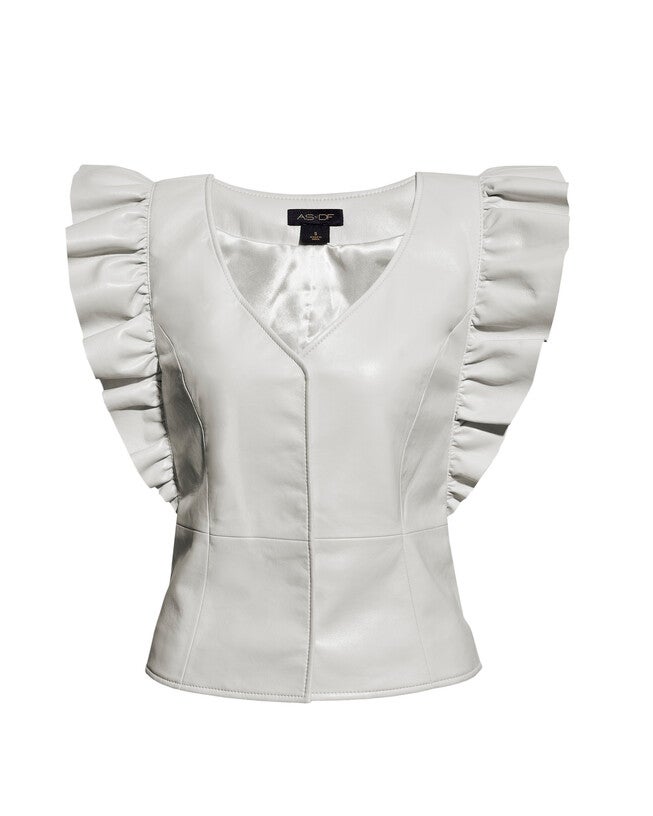 Sylvia Recycled Leather Top, Buttercream / Beige, hi-res image number null