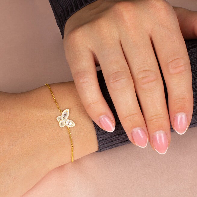 Pavé X Baguette Butterfly Bracelet Silver One Size, Silver / Silver, alternate image number null