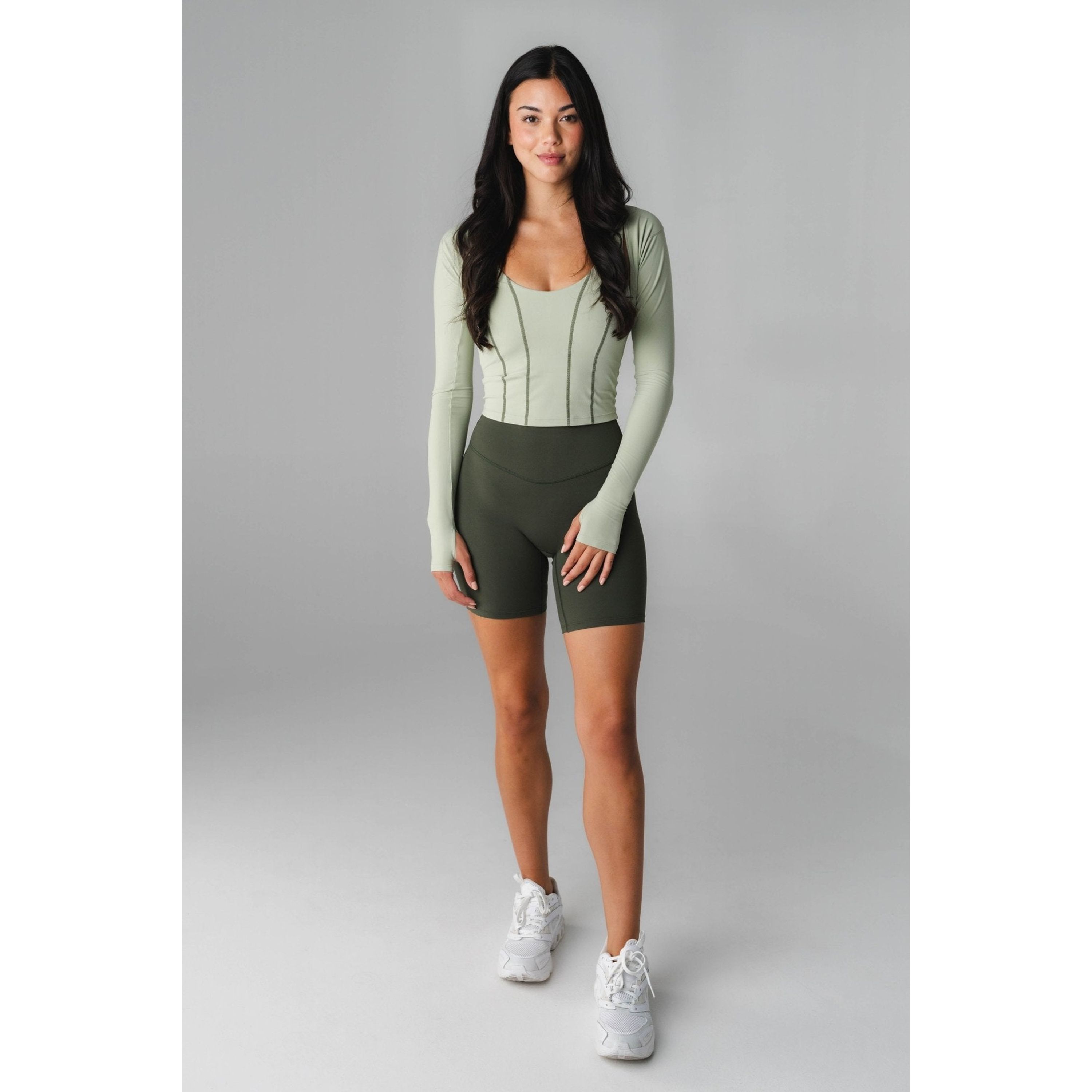 Cloud II Biker Short, Olive / Olive Green, alternate image number 2