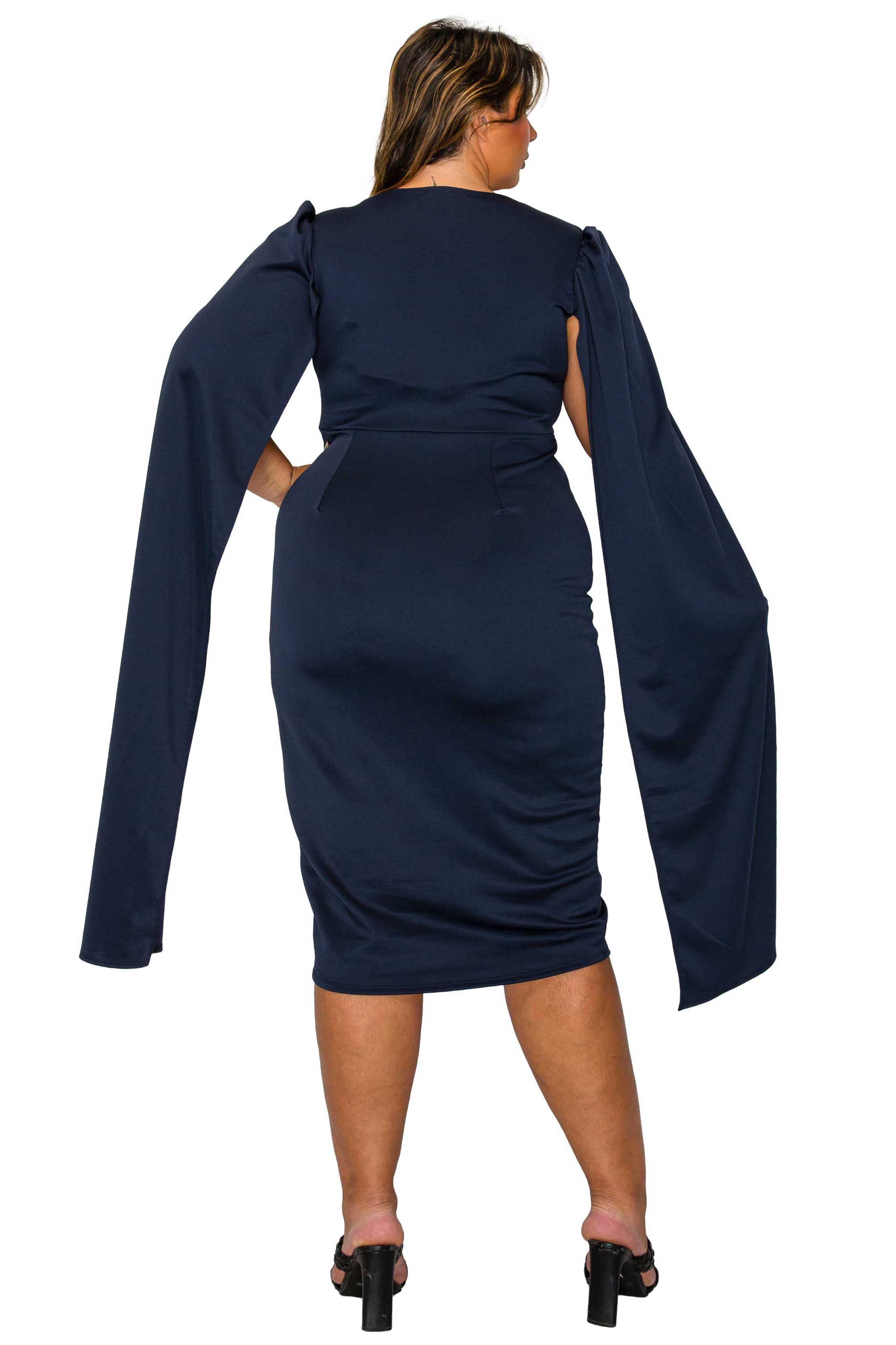 Naomi Cape Dress, Navy / Navy, alternate image number 2