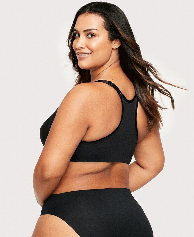 Front-Closure Smoothing WonderWire Bra, Black / Black, alternate image number 3