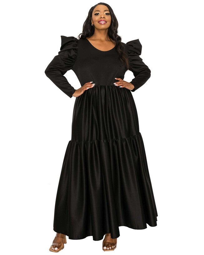 ISABEL TIERED MAXI DRESS, Black / Black, hi-res image number 0