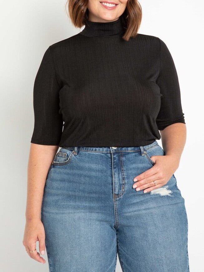 Janet Elbow Sleeve Mock Neck Top, , alternate image number null