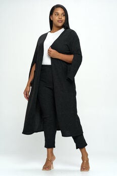 SPLIT SLEEVE CARDIGAN AND PANTS SET