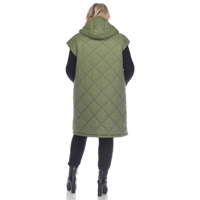 Women's Diamond Quilted Hooded Puffer Vest, , alternate image number 7