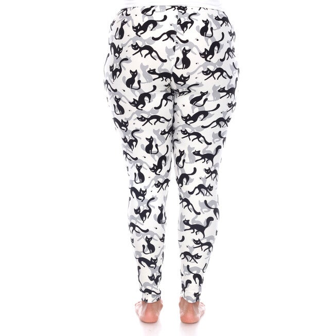 Super Soft Cat Printed Leggings, White / White, alternate image number null