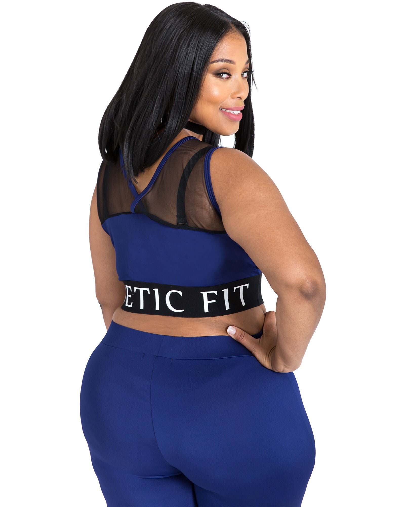 Plus Size Ryan Geometric Print Mesh V-Back Sports Bra, , alternate image number 5