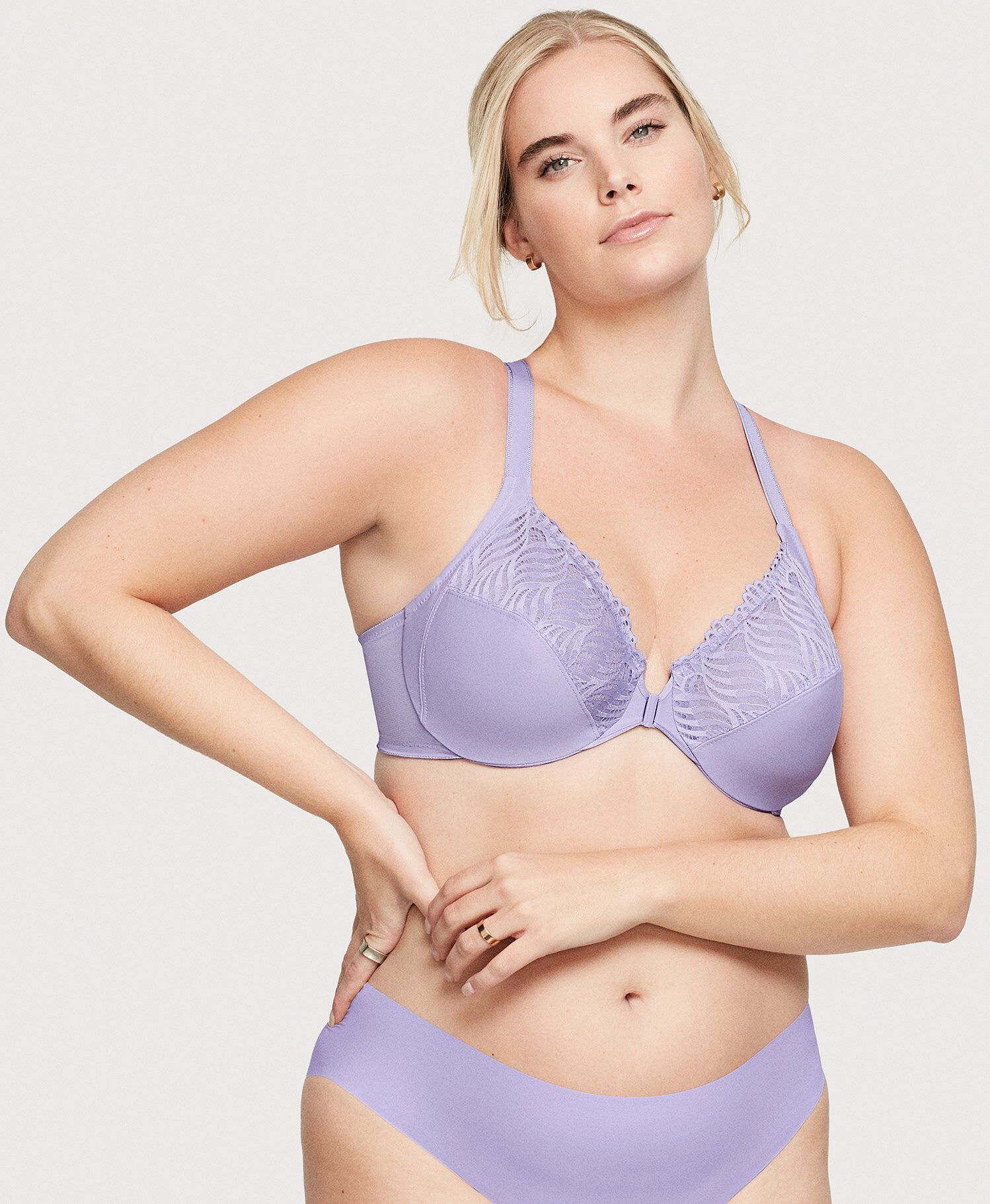 Front-Closure T-Back WonderWire Bra, Soft Lilac / Lilac, hi-res image number 0