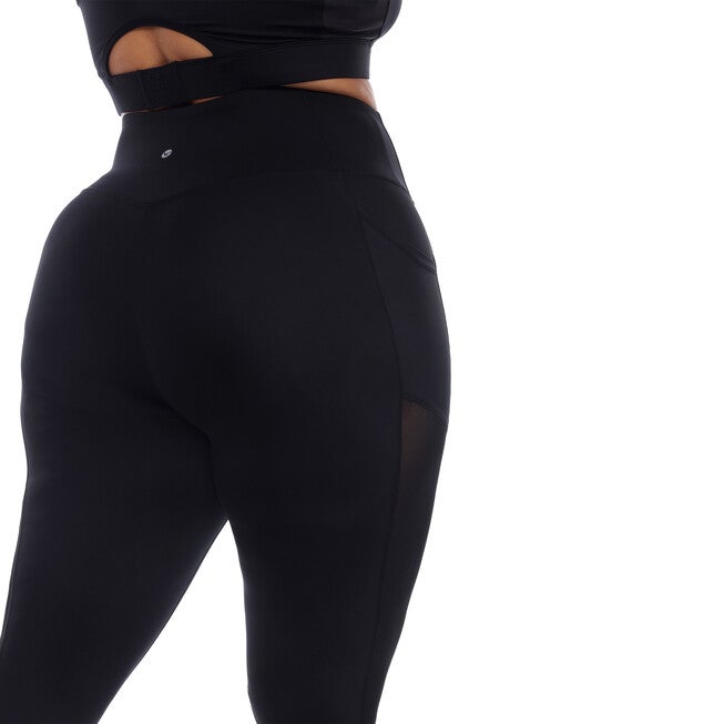 High-Waist Mesh Fitness Leggings, Black / Black, alternate image number 1