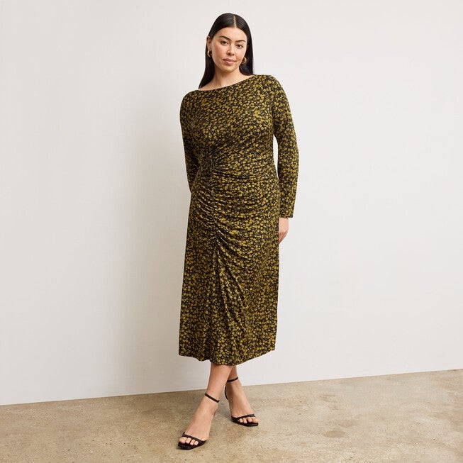 Rani Slinky Dress - Printed Jersey, Bloom Print / Yellow, alternate image number 2