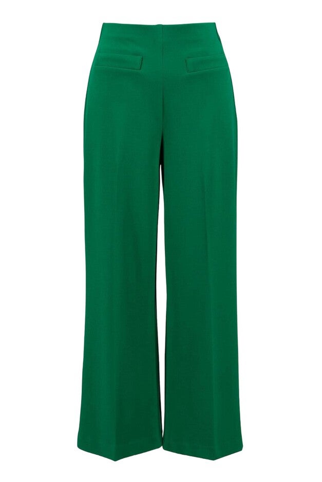 HIGH RISE WIDE LEG PANTS IN KELLY GREEN, Kelly Green / Kelly Green, alternate image number null