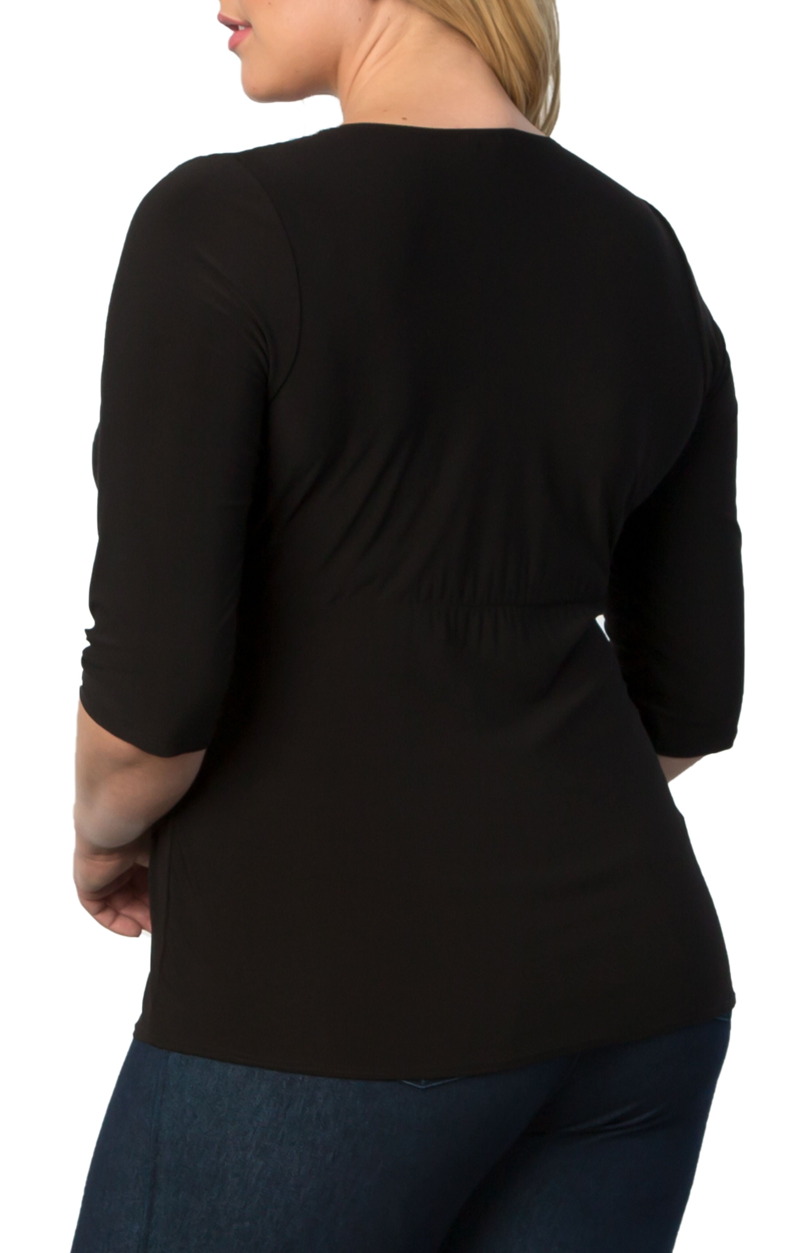 Femme Fatale Faux Wrap Top, BLACK NOIR / Black, alternate image number 2