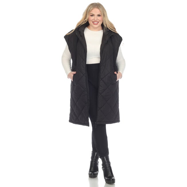 Women's Diamond Quilted Hooded Puffer Vest, , alternate image number 9