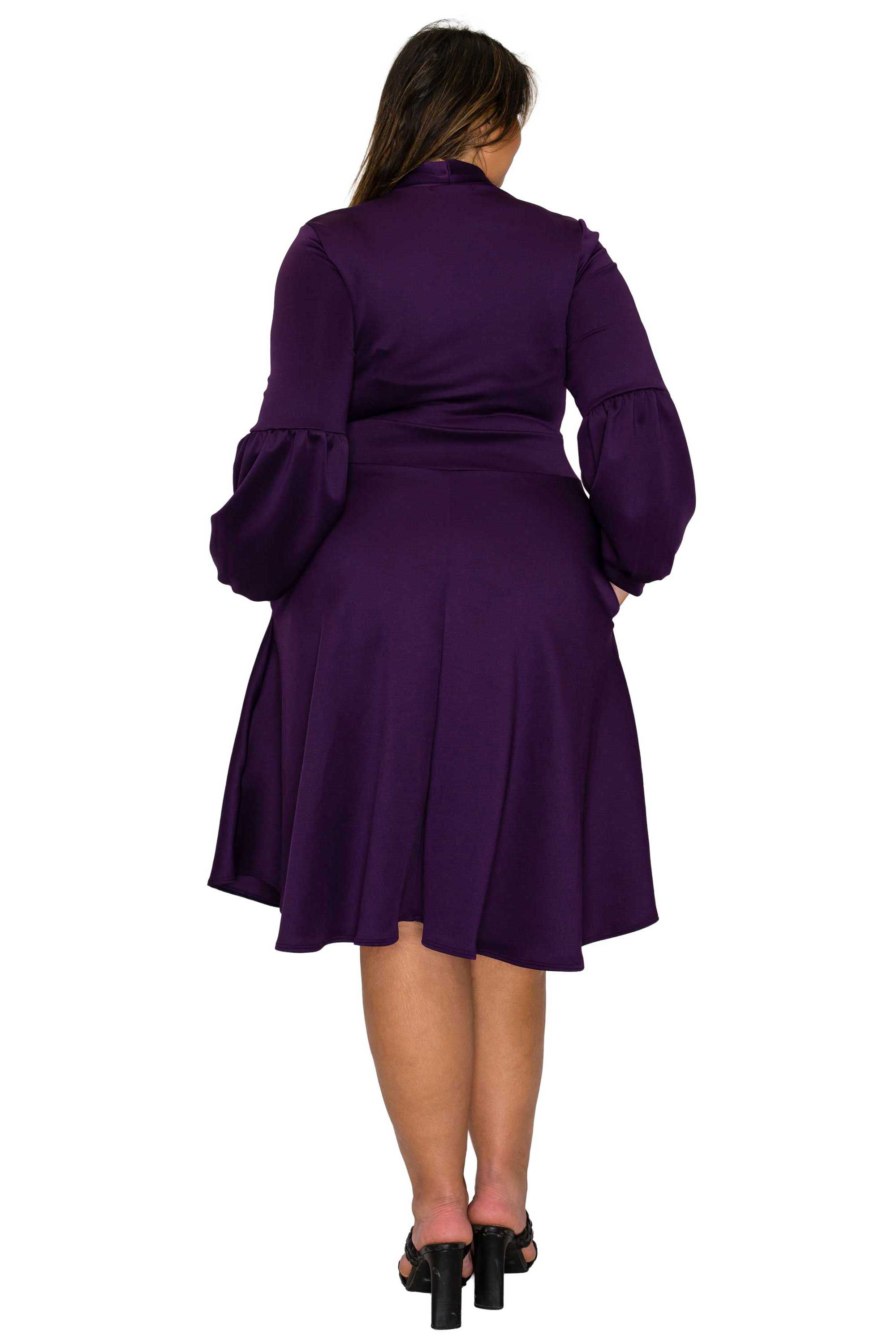 Bekah Flare Pocket Dress, Dark Eggplant / Purple, alternate image number 2